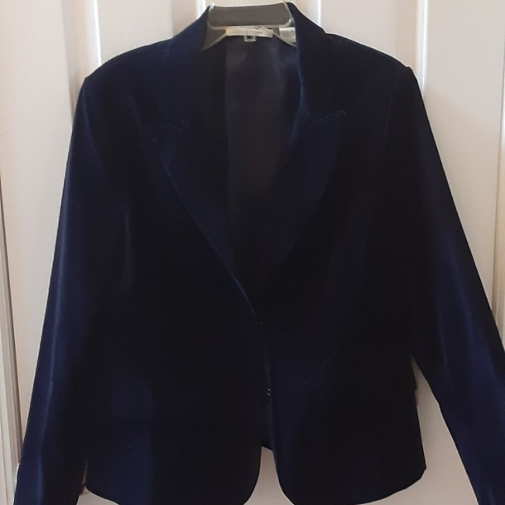 Vintage Navy Blue Velvet Blazer